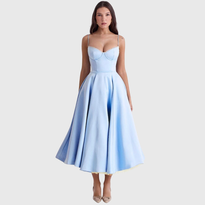 Cleopatraia | Sweetheart Neckline Empire Waist Midi Dress