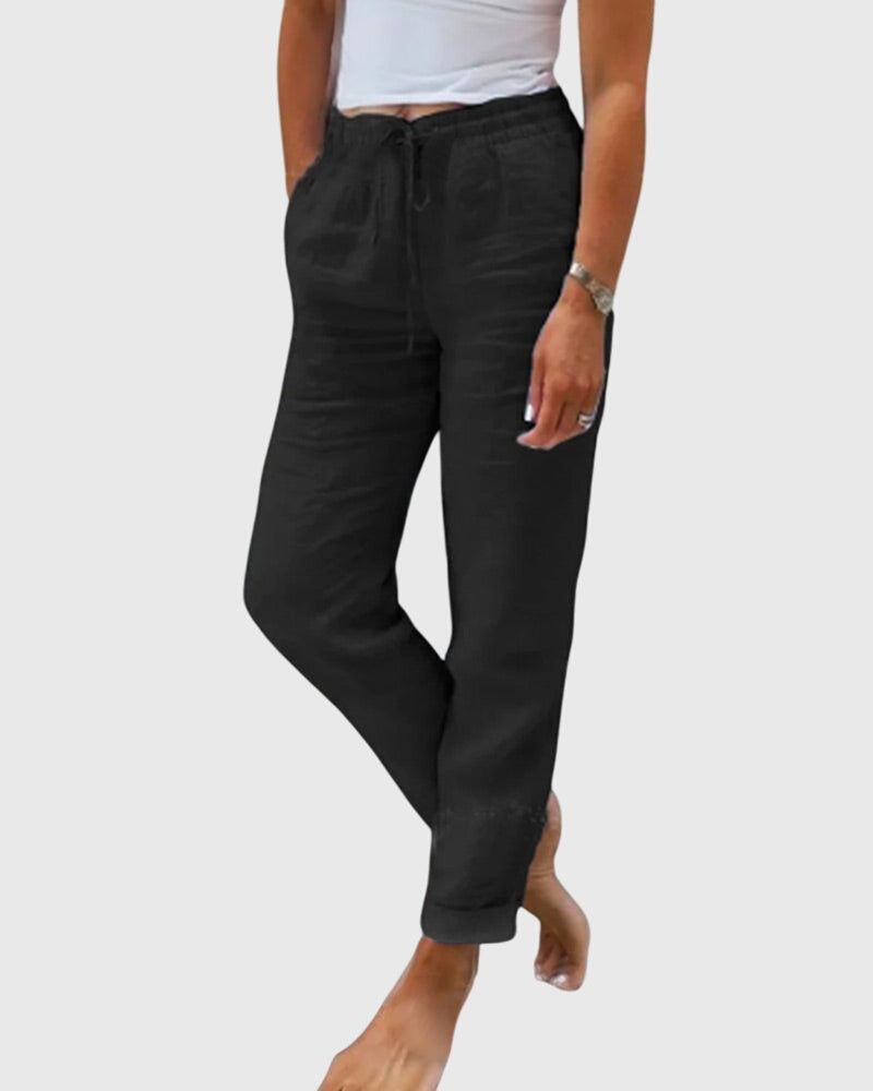 Cassia | Relaxed Drawstring Linen Pants with Pockets