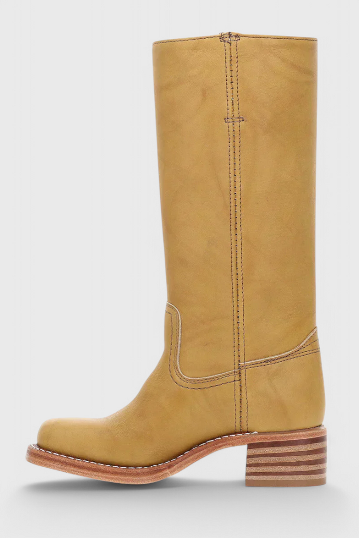 Antonetta | Knee-High Leather Boots with Block Heel