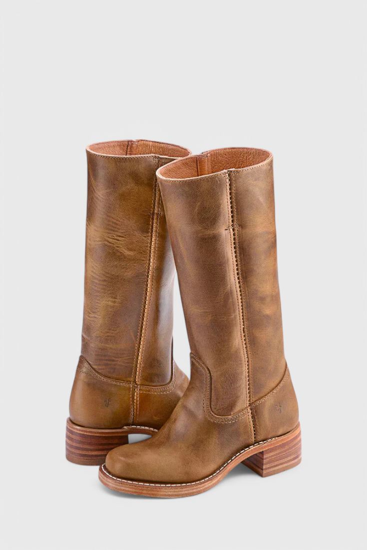 Antonetta | Knee-High Leather Boots with Block Heel