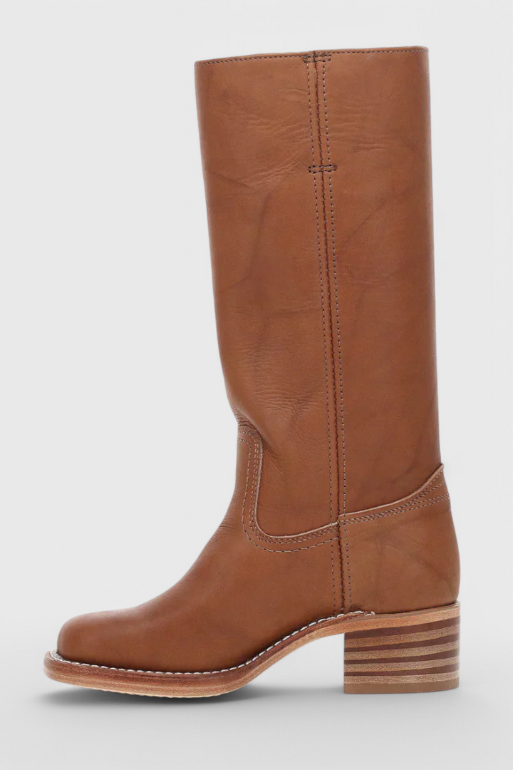 Antonetta | Knee-High Leather Boots with Block Heel