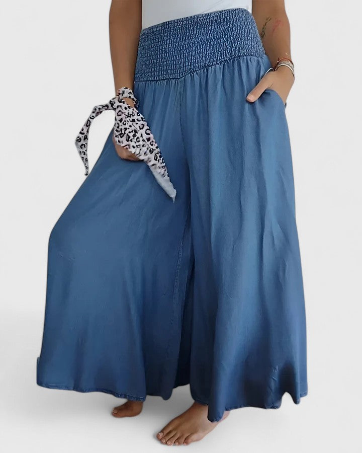 Erin | Smocked Waist Wide Leg Palazzo Pants