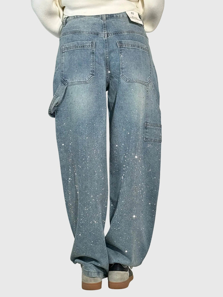 Vanda | Embellished Wide Leg Jeans with Sparkle