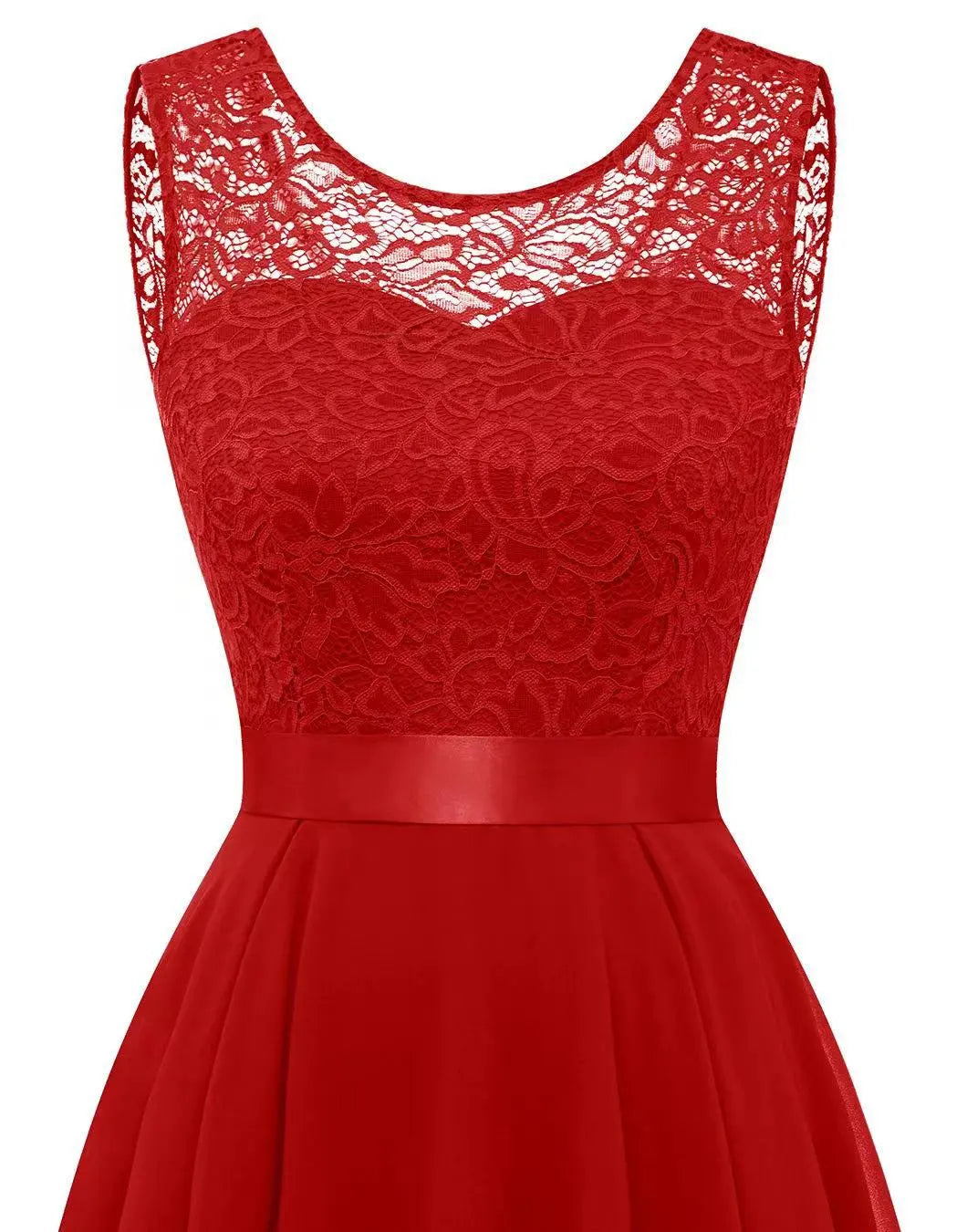 Margaux-Rose | Lace Bodice High Low Chiffon Dress