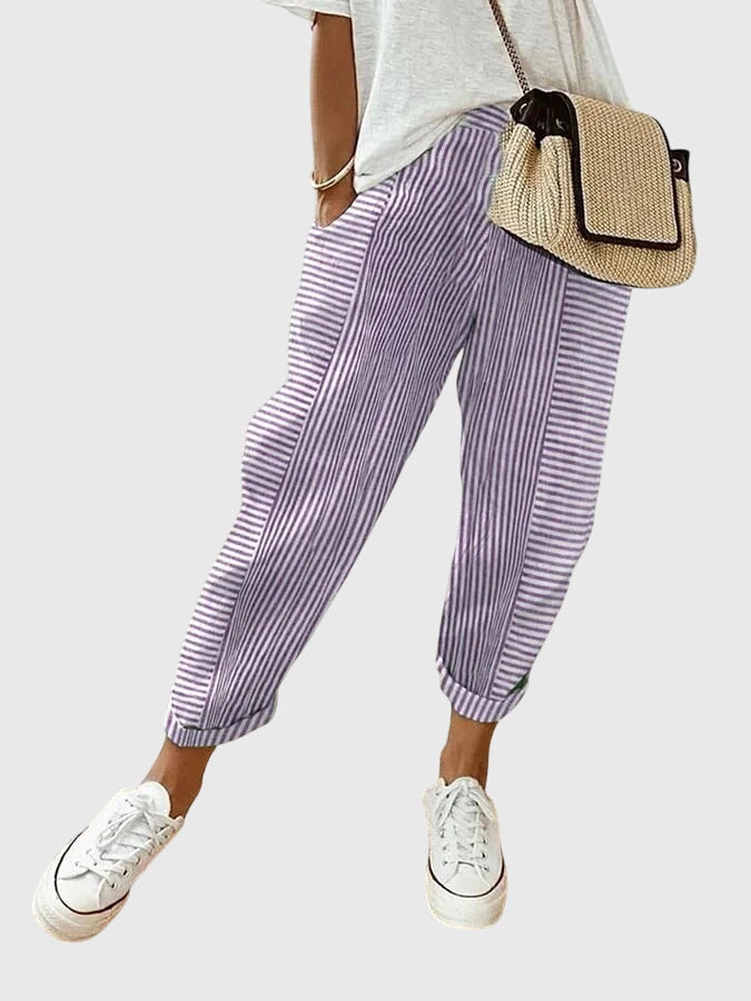 Selah | Striped Capri Pants with Side Pockets