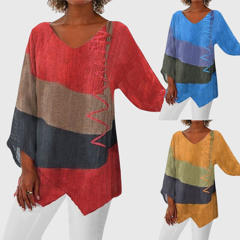 Rory | Colorblock Tunic Top with V-Neck
