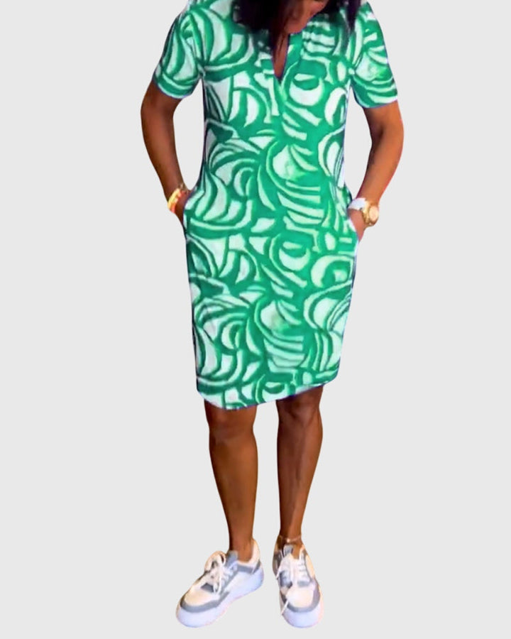 Yvaine | Abstract Print Shirt Dress with Pockets