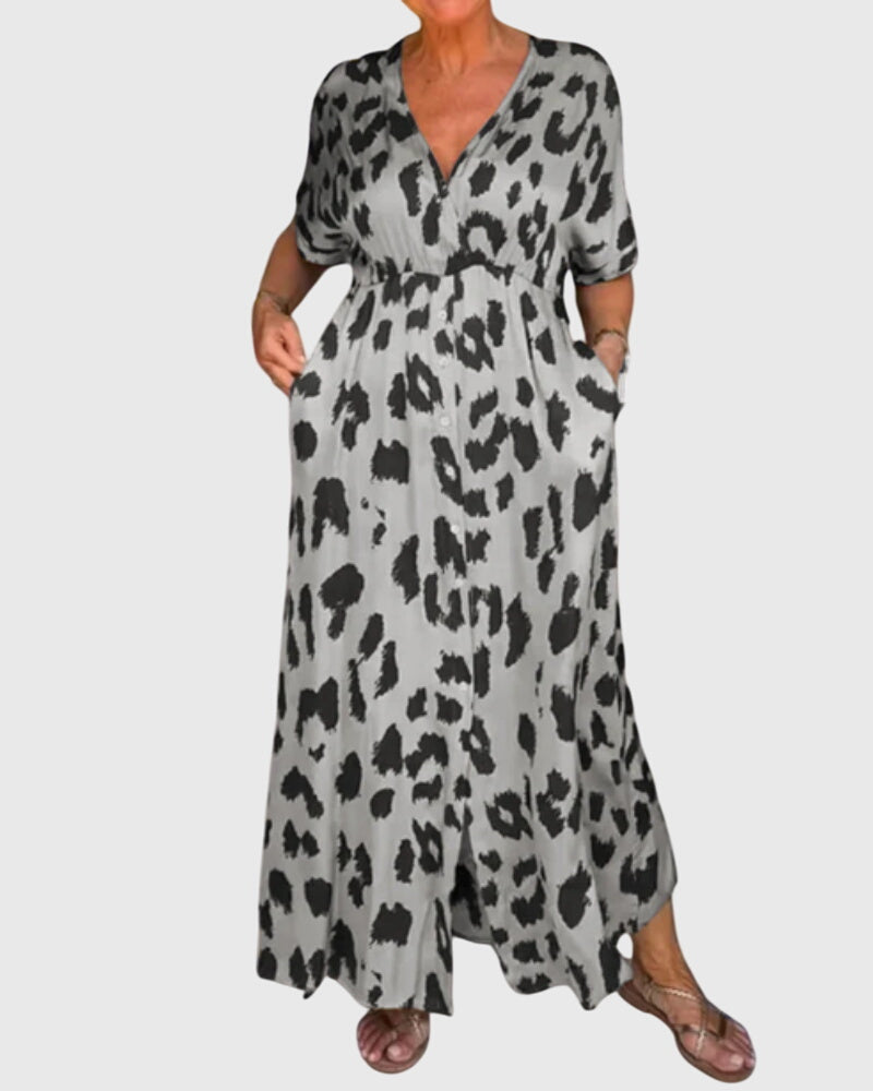 Bridie | Leopard Print Maxi Dress with Pockets