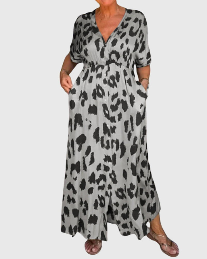 Bridie | Leopard Print Maxi Dress with Pockets