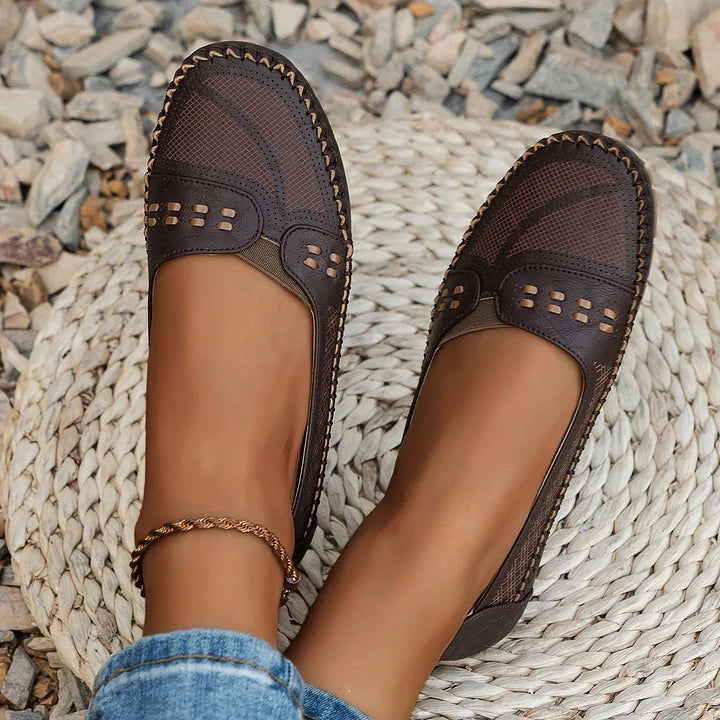Mora | Perforated Slip-On Round Toe Flats