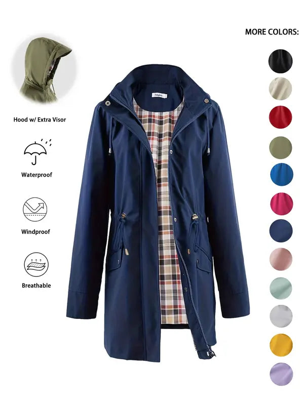 Haven | Hooded Waterproof Rain Jacket with Drawstring Waist