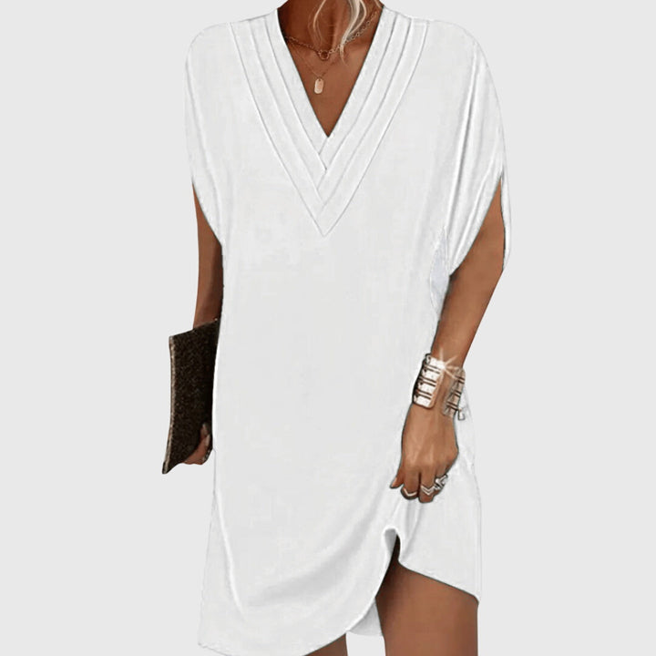 Helaine | V-Neck Shift Dress with Split Sleeves