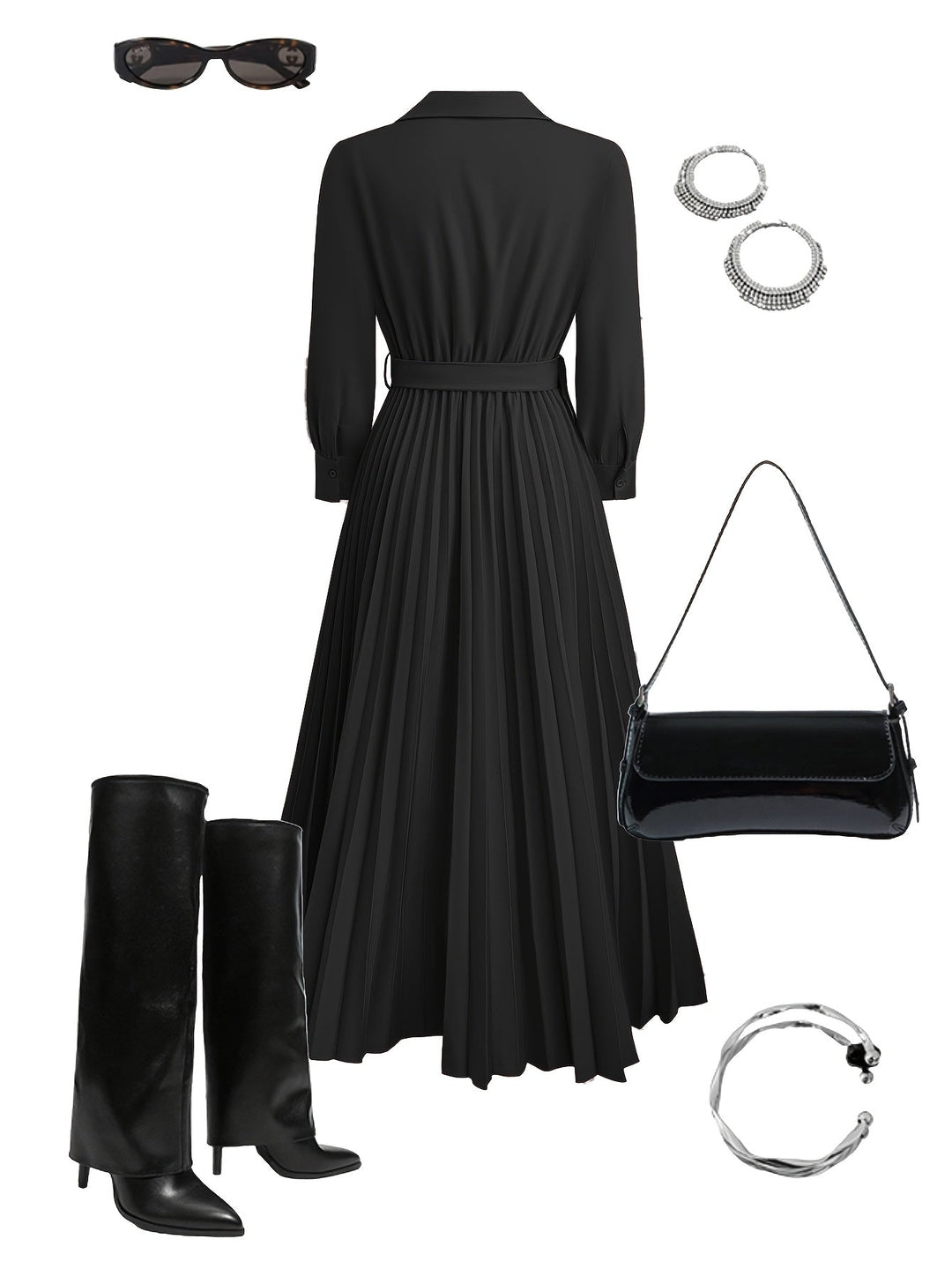 Soraya | Pleated Empire Waist Maxi Dress with Belt