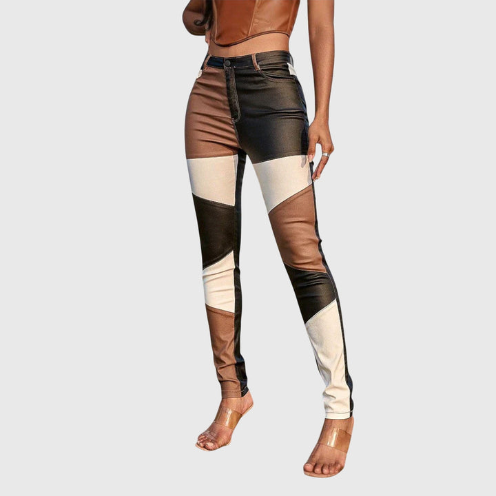 Halina | Color Block Skinny Jeans High Waist