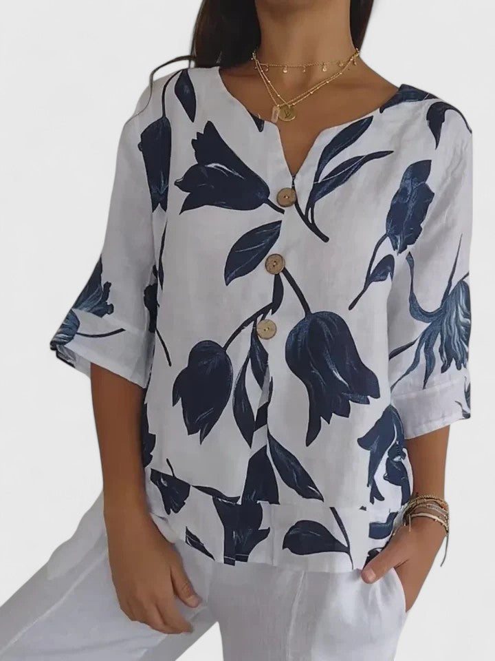 Isabel | Floral V-Neck Comfort Blouse