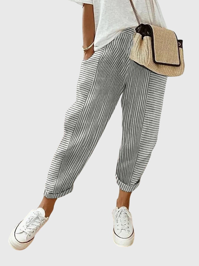 Selah | Striped Capri Pants with Side Pockets