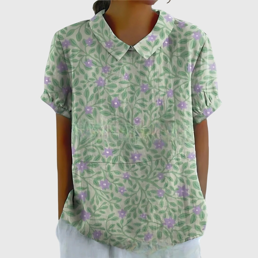Morag | Floral Print Blouse with Collar