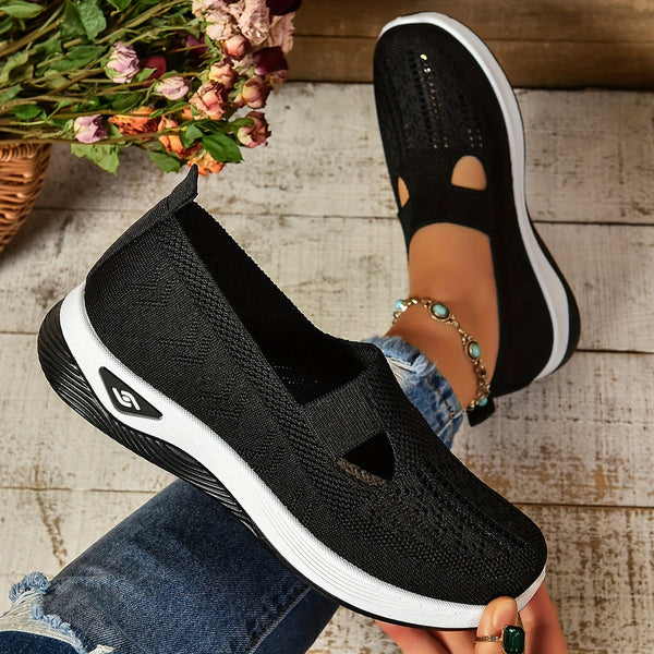 Juana | Knit Slip-On Wedge Sneakers with Cutouts