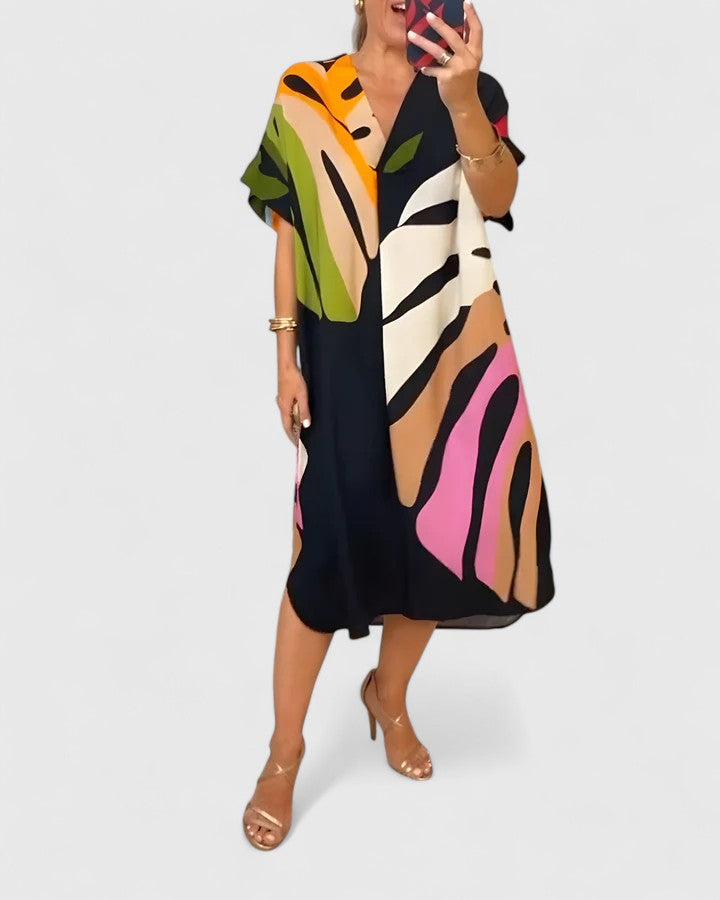 Trudy | Leaf Print Comfort Dress