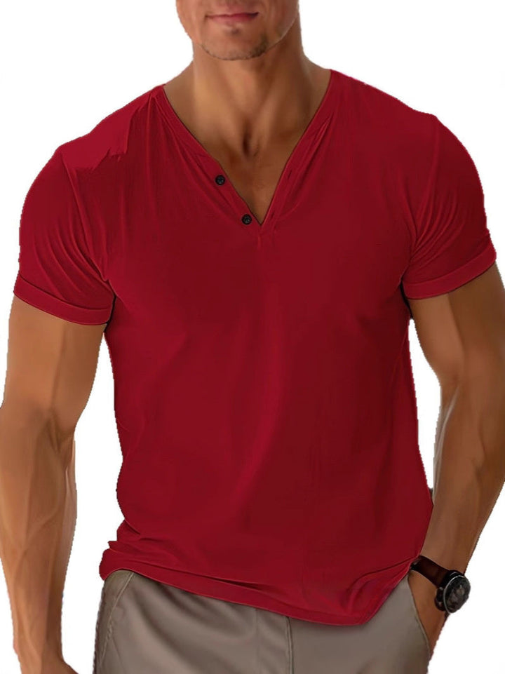 Caleb | Plain V-Neck Short Sleeve Shirt