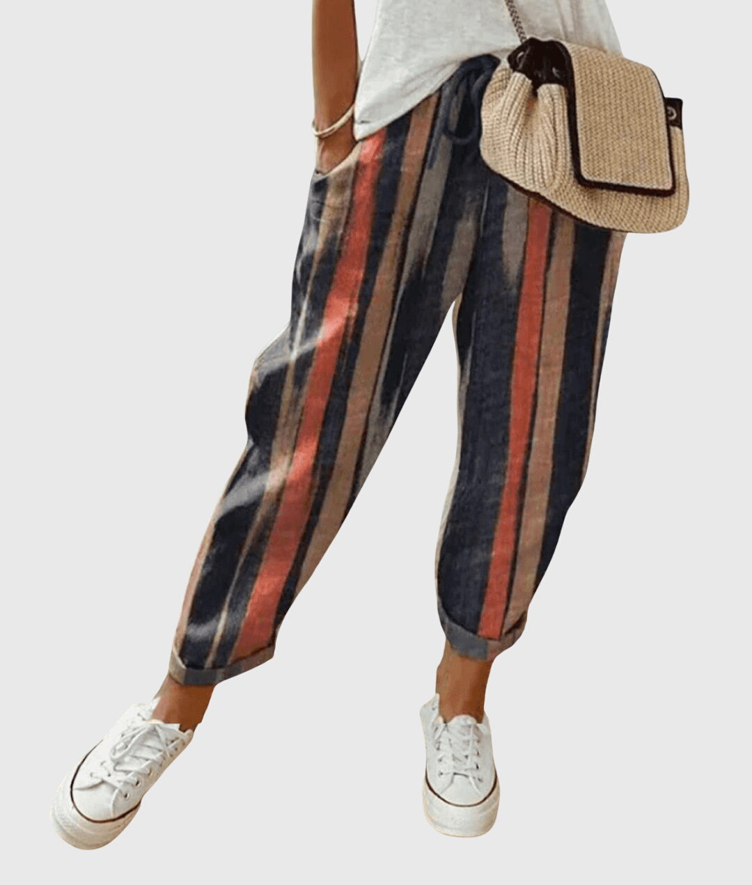 Eitana | Abstract Print Linen Pants with Drawstring