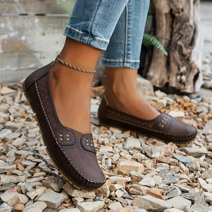 Mora | Perforated Slip-On Round Toe Flats