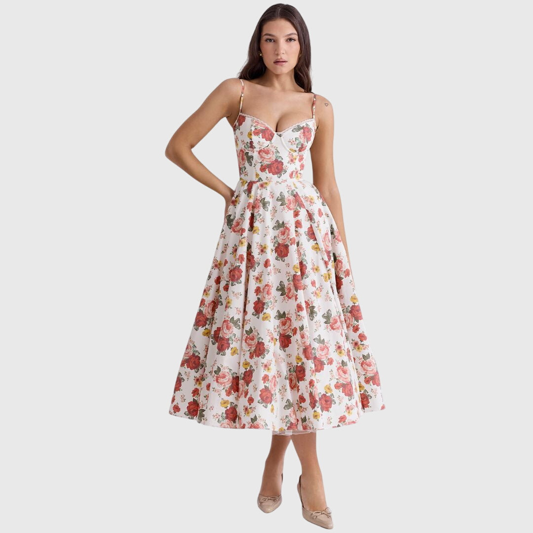 Cleopatraia | Sweetheart Neckline Empire Waist Midi Dress