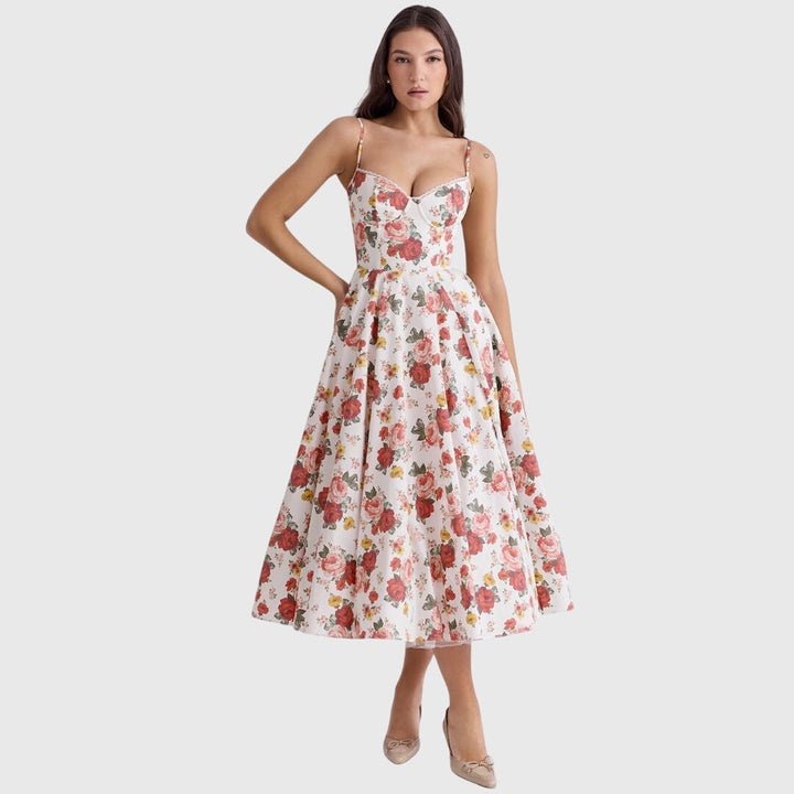 Cleopatraia | Sweetheart Neckline Empire Waist Midi Dress