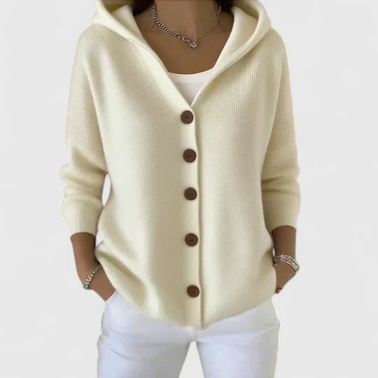 Evangelina | Hooded Button-Up Cardigan with Long Sleeves