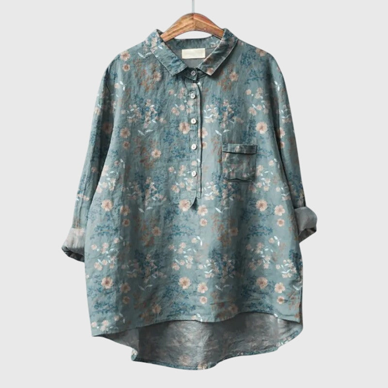 Tori | Floral Print Blouse with Button Front