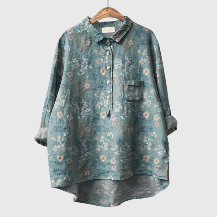 Tori | Floral Print Blouse with Button Front