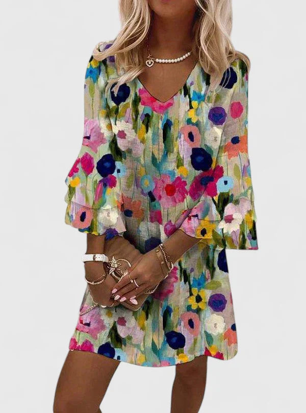 Azzurra | Floral V-Neck Mini Dress