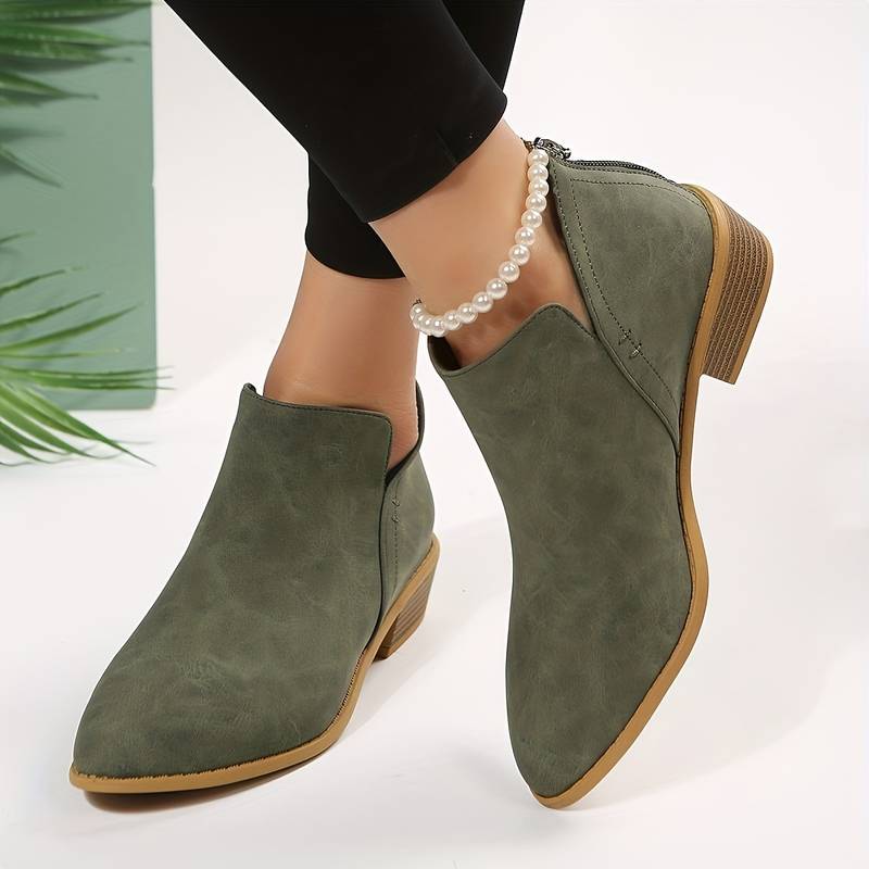 Milena | Pointed Toe Ankle Boots with Low Heel