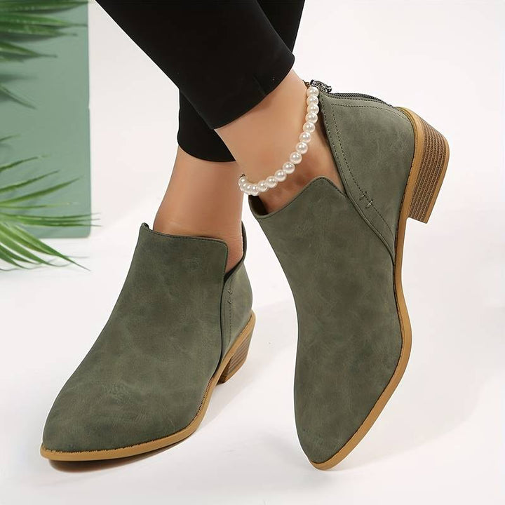 Milena | Pointed Toe Ankle Boots with Low Heel