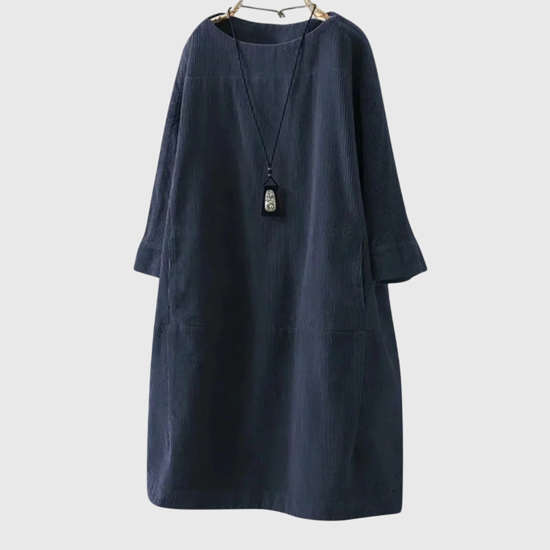 Talia | Corduroy Midi Dress with Pockets