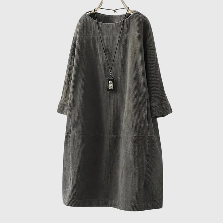 Talia | Corduroy Midi Dress with Pockets