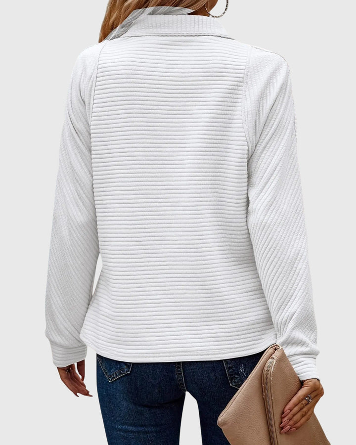 Rexana | Ribbed Quarter Zip Sweater with Collar