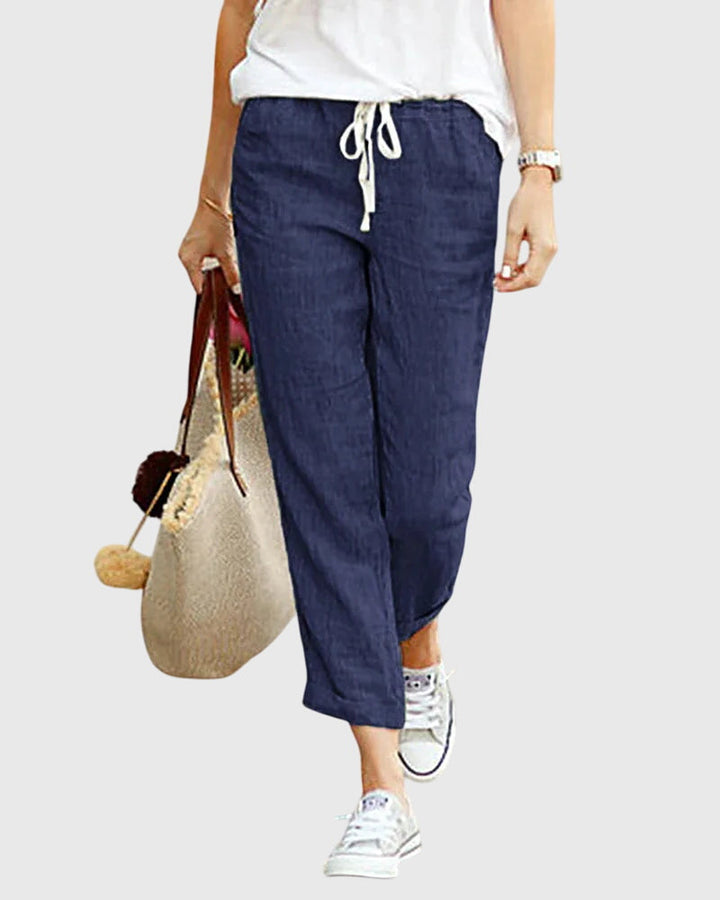 Honor | Drawstring Linen Summer Pants with Tapered Leg
