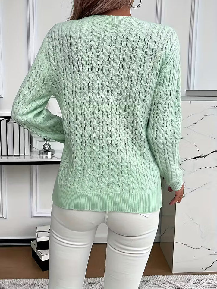 Eulalia | Cable Knit Sweater with Crew Neck