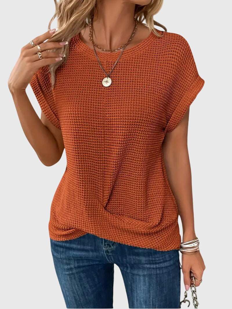 Margo | Waffle Knit Top with Short Sleeves