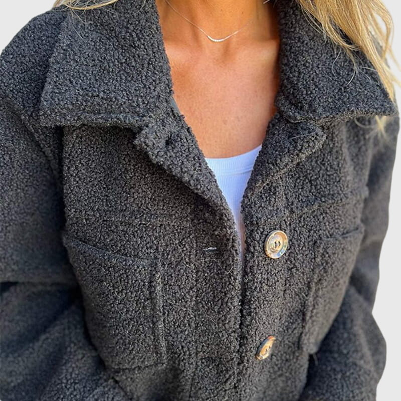 Calliope | Button-Up Sherpa Jacket with Pockets