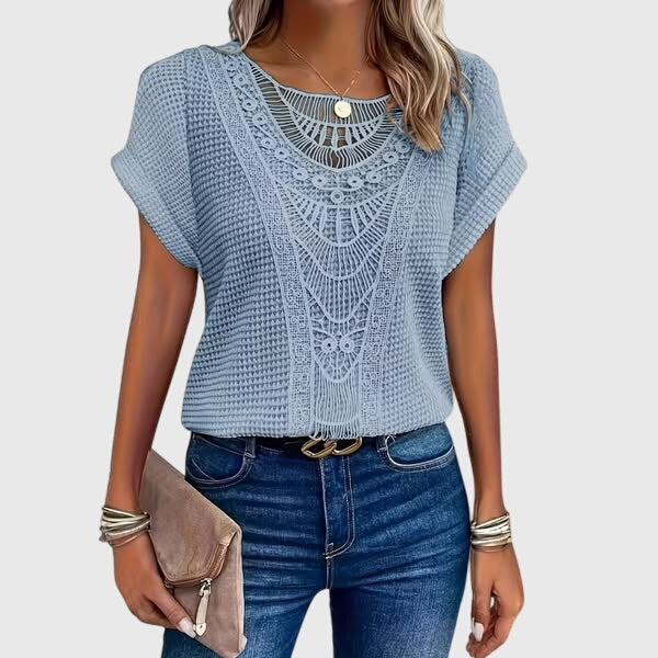 Verdi | Crochet Lace Detail Blouse Short Sleeve