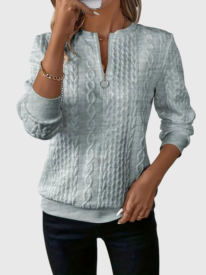 Leslie | Cable Knit Quarter Zip Sweater Pullover