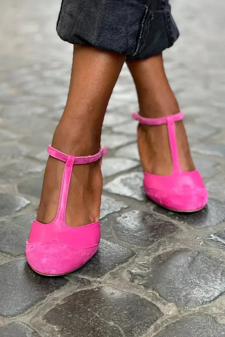 Tiana | Closed-Toe T-Strap Block Heels