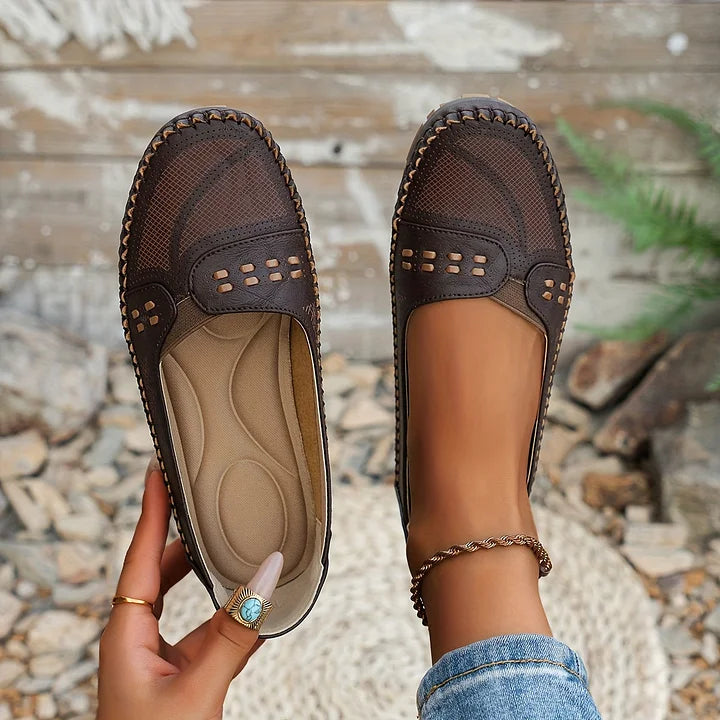 Mora | Perforated Slip-On Round Toe Flats