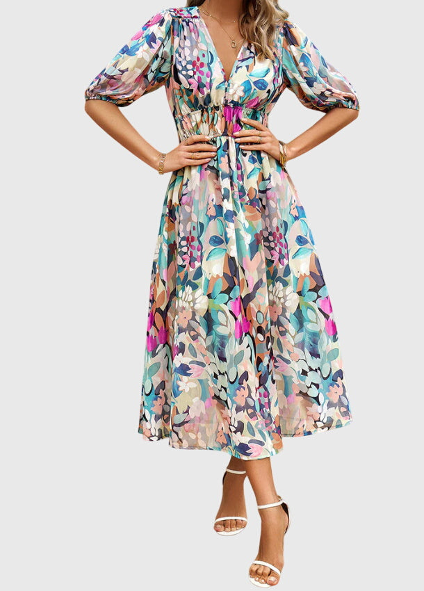 Bellina | Floral Empire Waist Midi Dress