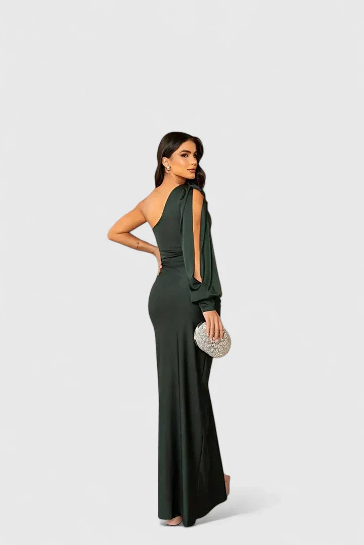 Ottoline | One-Shoulder Satin Maxi Dress with Slit