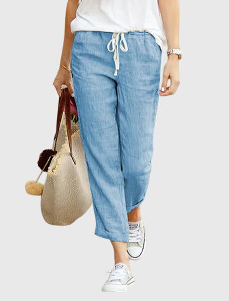 Honor | Drawstring Linen Summer Pants with Tapered Leg