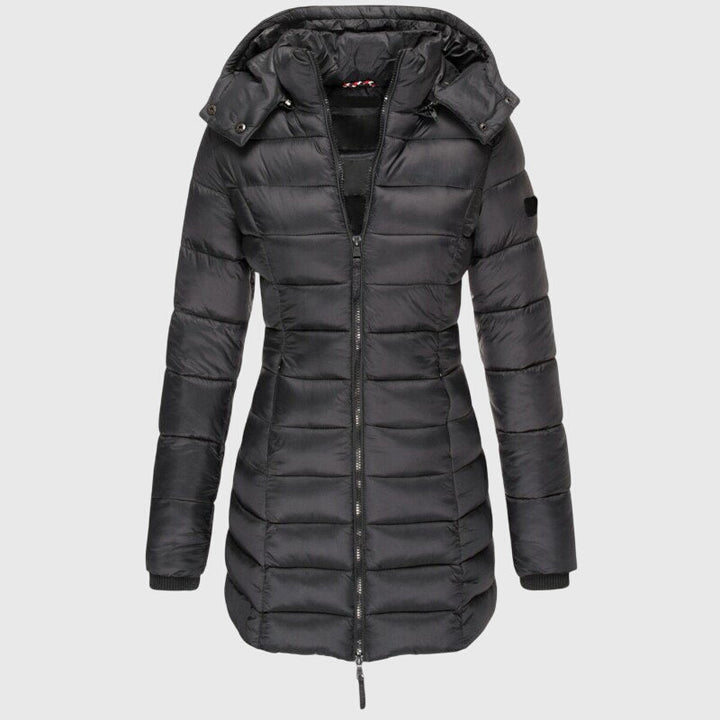 Zeta | Hooded Long Puffer Jacket with Zip