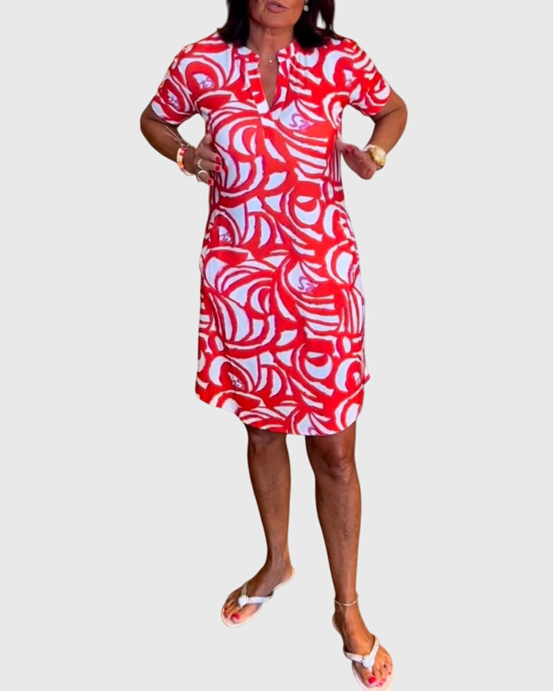 Yvaine | Abstract Print Shirt Dress with Pockets